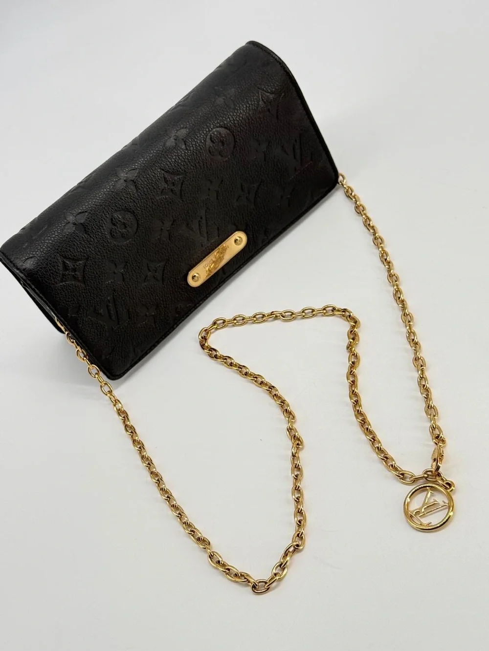 Louis Vuitton Lily Wallet On Chain Black Monogram Empreinte Leather Bag
